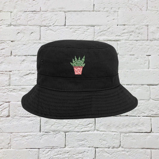 Embroidered Succulents Bucket Hat, Summer Sun Hat