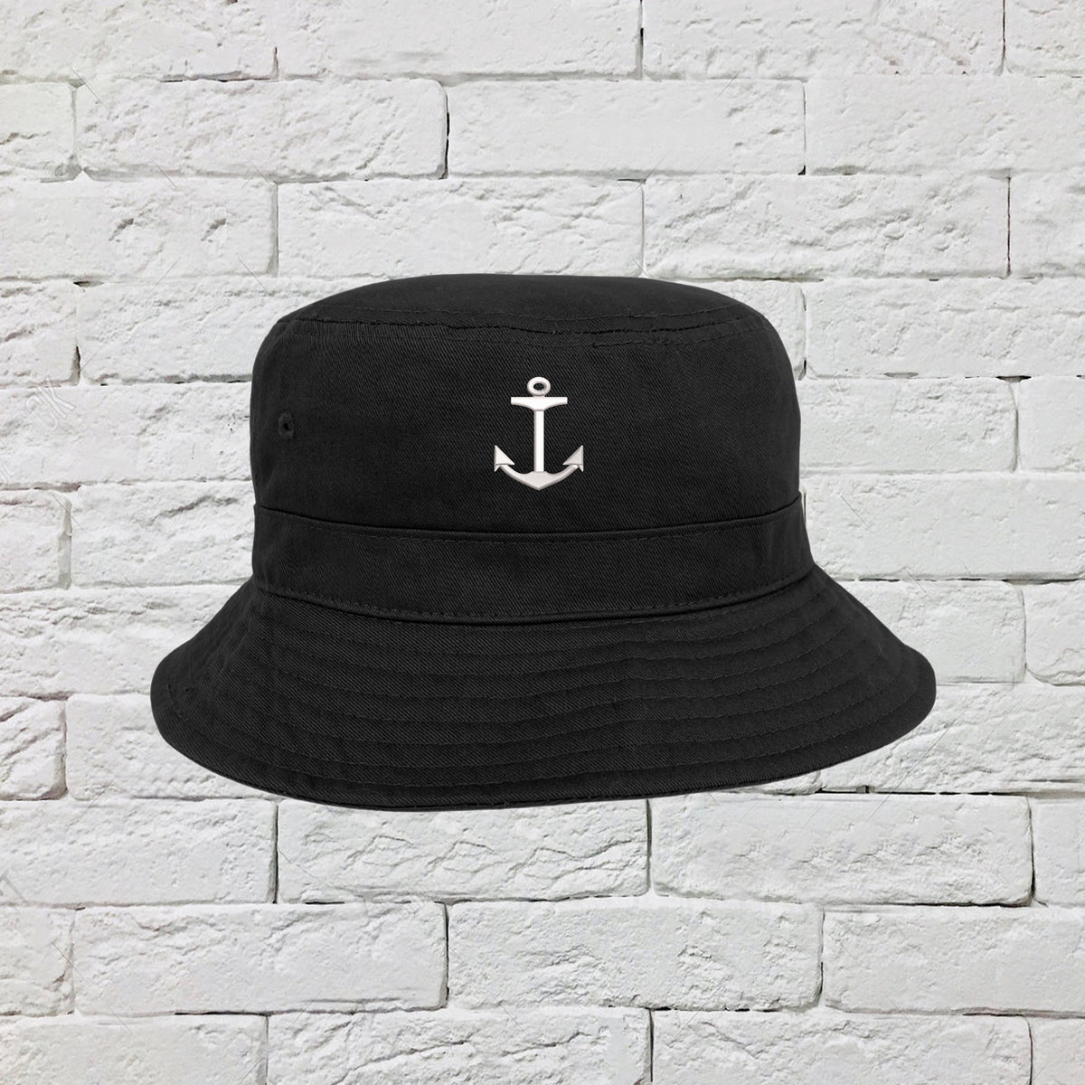 Cotton Anchor Bucket Hat, Unisex Nautical Cap